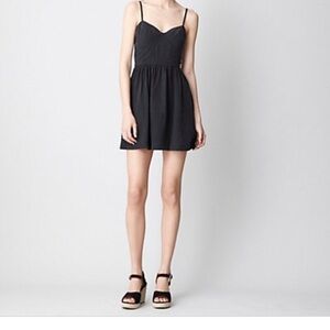 Steven Alan Black Dorianne Linen Blend Tank Dress Size 8